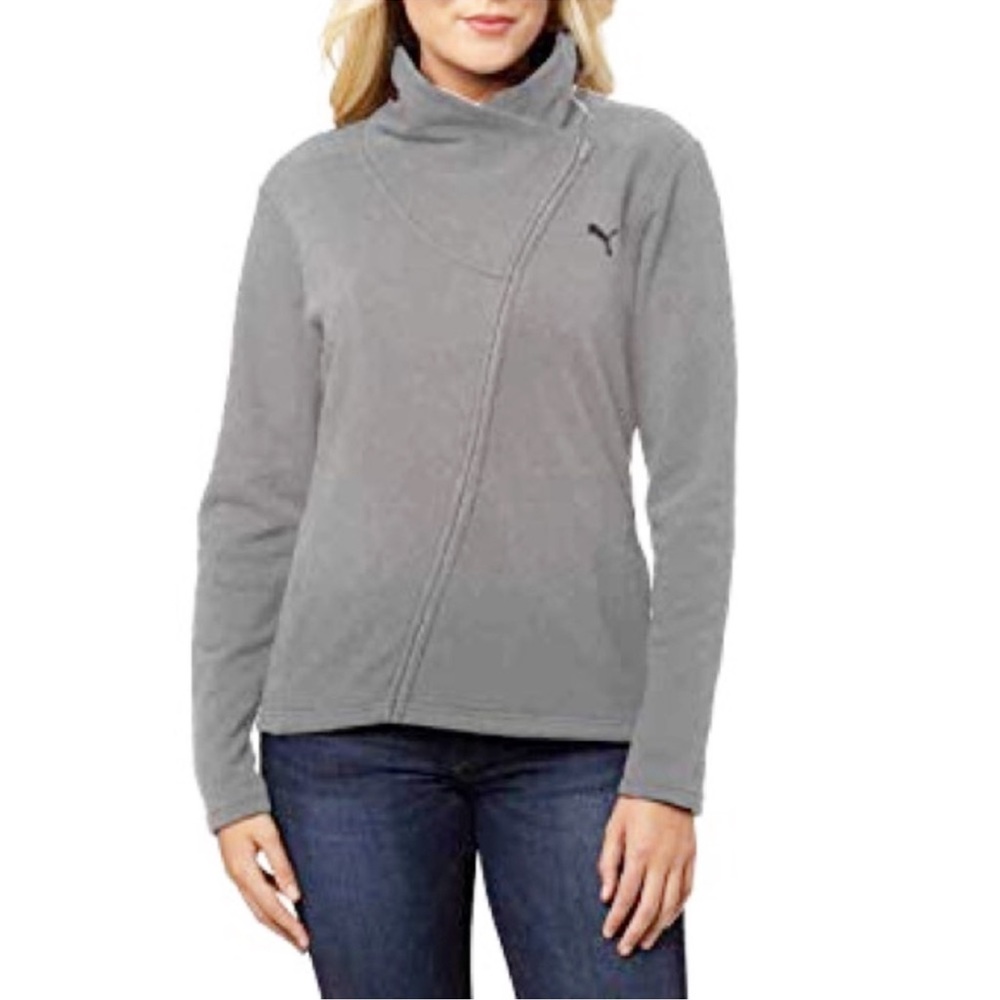 Puma Asymmetrical Full Zip Sweatshirt Jacket Grey Size XL